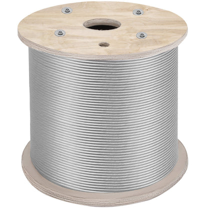 VEVOR 6.4 mm Stainless Steel Cable 61 m, 7 X 19 Steel Wire Rope Marine Grade Braided