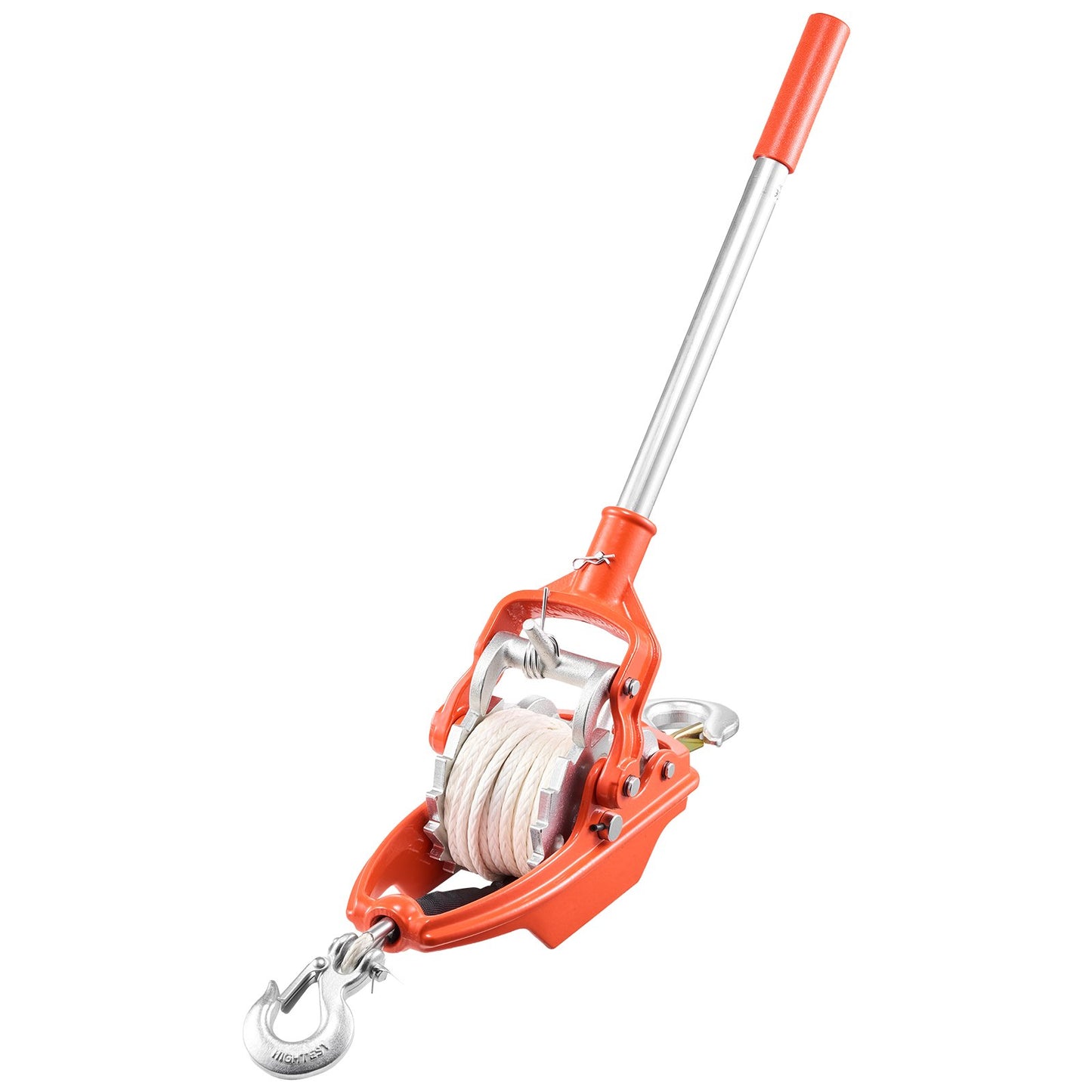 Rope Puller, 3 Ton Pulling Capacity, Heavy Duty Ratchet Power Puller Tool with 10.7 m of 8 mm Diameter Rope and 2 Hooks, Come Along Winch for Tree Felling, Moving Boats, Road Recovery