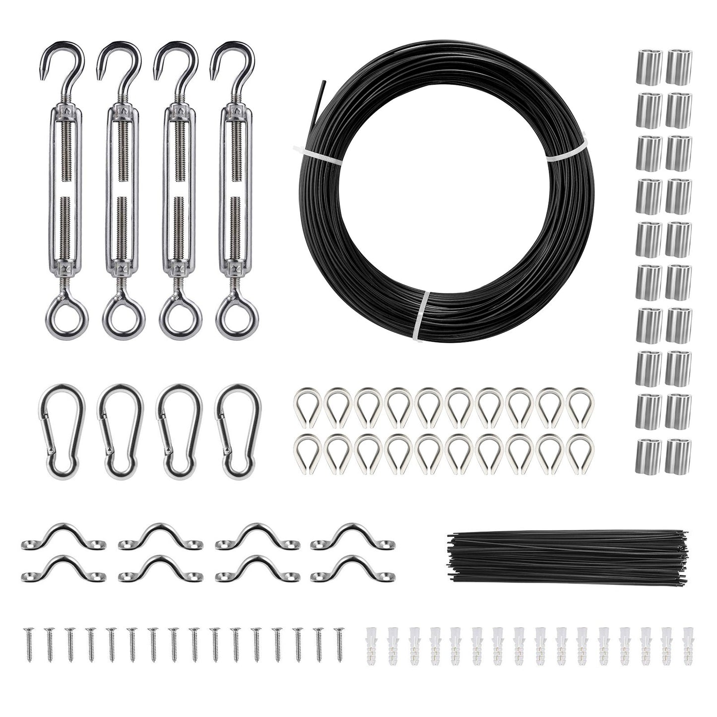 VEVOR Vinyl Coated Wire Rope Kit, 3/32 Cable Through 1/16 Diameter Stainless Steel,