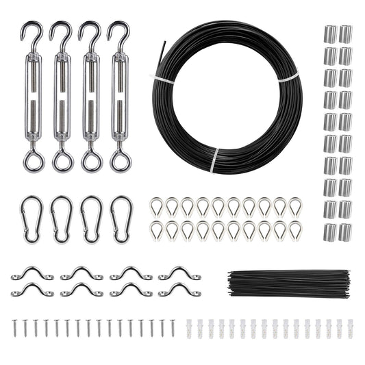 VEVOR Vinyl Coated Wire Rope Kit, 3/32 Cable Through 1/16 Diameter Stainless Steel,