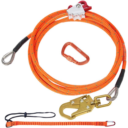 12.7mm Steel Core Flipline 4.8m with Carabiner & Snap Hooks for Safety