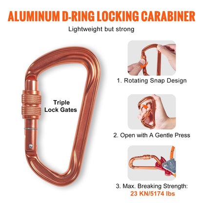 VEVOR Steel Core flipline, 1/2" x 8' Arborist Flipline, Flip Line for Tree Climbing