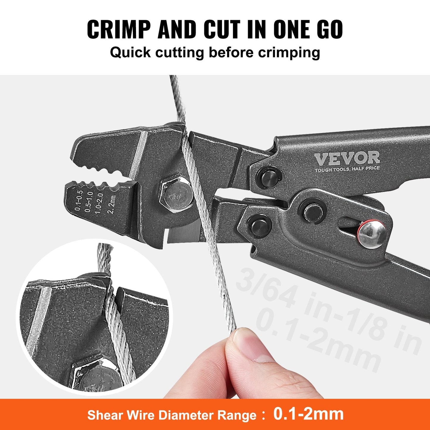 2.2mm Wire Rope Crimping Tool Kit with Cutter & 160 Aluminum Buckles