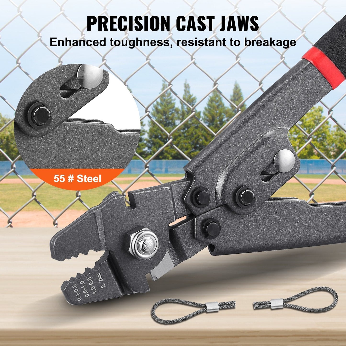 2.2mm Wire Rope Crimping Tool Kit with Cutter & 160 Aluminum Buckles