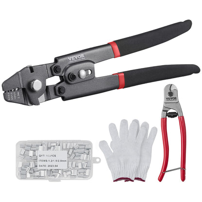 VEVOR Crimping Tool, Up To 2.2mm Wire Rope Crimping Tool, Crimping Loop Sleeve Kit
