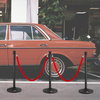 Crowd Control Stanchion Posts 6-Pack & 6PCS 5FT Velvet Ropes Fillable Base