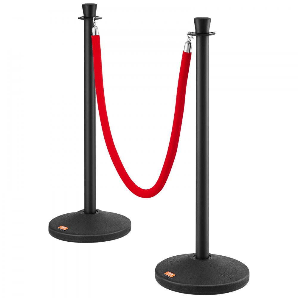 Crowd Control Stanchion Posts 6-Pack & 6PCS 5FT Velvet Ropes Fillable Base