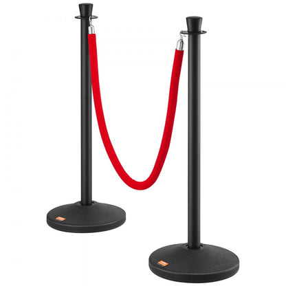 Crowd Control Stanchion Posts 6-Pack & 6PCS 5FT Velvet Ropes Fillable Base
