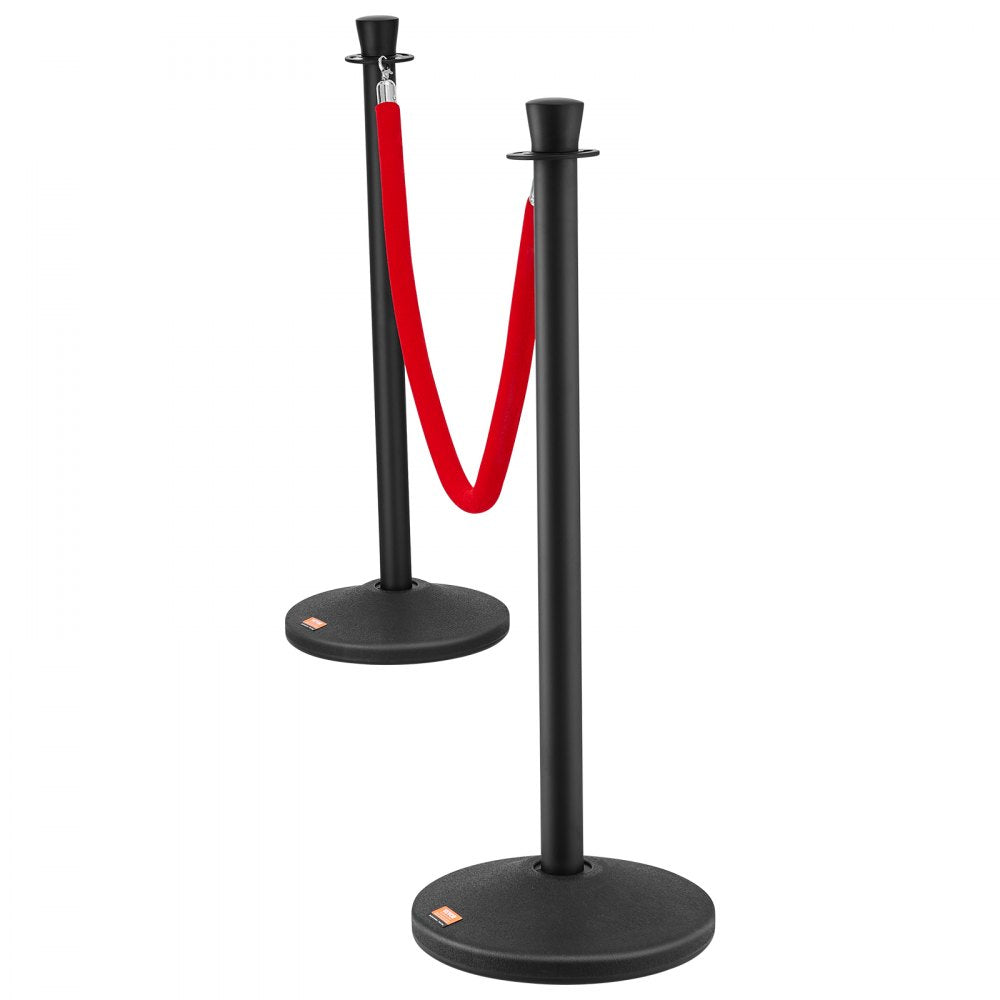 Crowd Control Stanchion Posts 6-Pack & 6PCS 5FT Velvet Ropes Fillable Base
