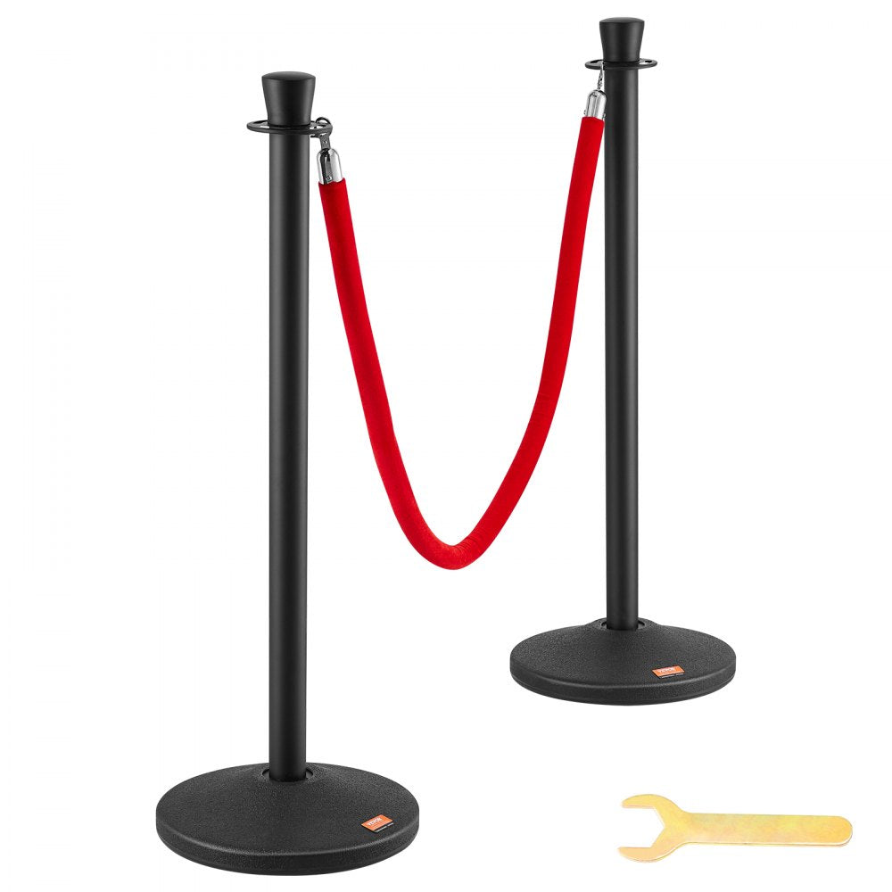 Crowd Control Stanchion Posts 6-Pack & 6PCS 5FT Velvet Ropes Fillable Base
