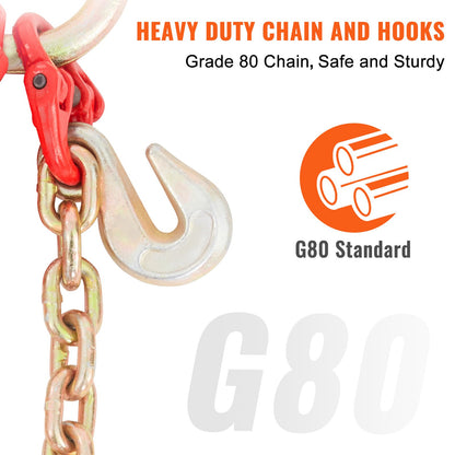 VEVOR V-Chain Bridle, 4364 kg Working Load Limit, 8 x 914.4 mm G80 Tow Chain with
