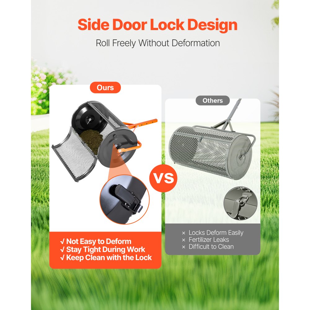 Compost Spreader 24 in Peat Moss Spreader with T-Shaped Handle for Yard