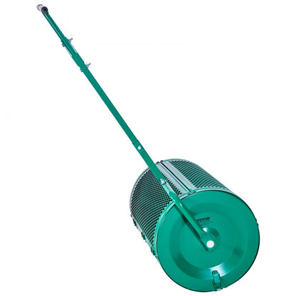 Compost Spreader 24 in Peat Moss Spreader Roller Push/Tow Handle for Yard