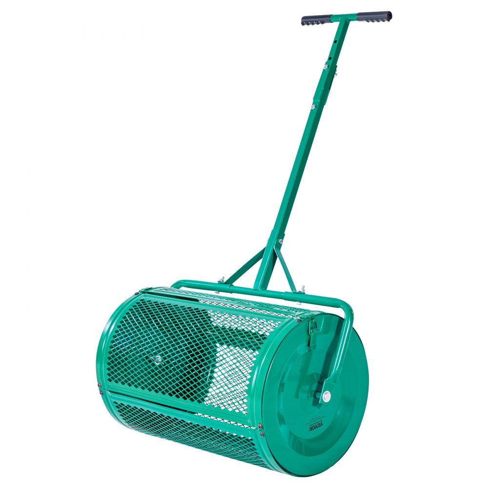 Compost Spreader 24 in Peat Moss Spreader Roller Push/Tow Handle for Yard
