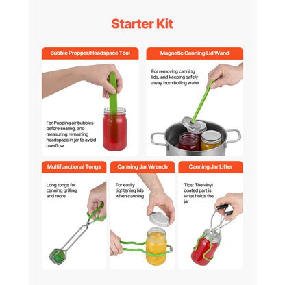 VEVOR Canning Supplies Starter Kit 11 Pieces Stainless Steel Water Bath Cannner