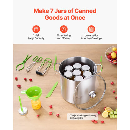 VEVOR Canning Supplies Starter Kit 9 PCS Stainless Steel Water Bath Canning Set