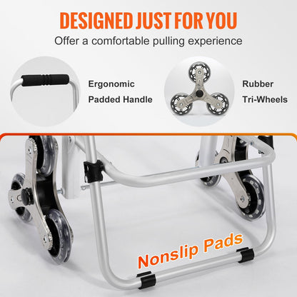 Foldable Stair Climbing Cart with Seat & Waterproof Bag, 35 kg Capacity