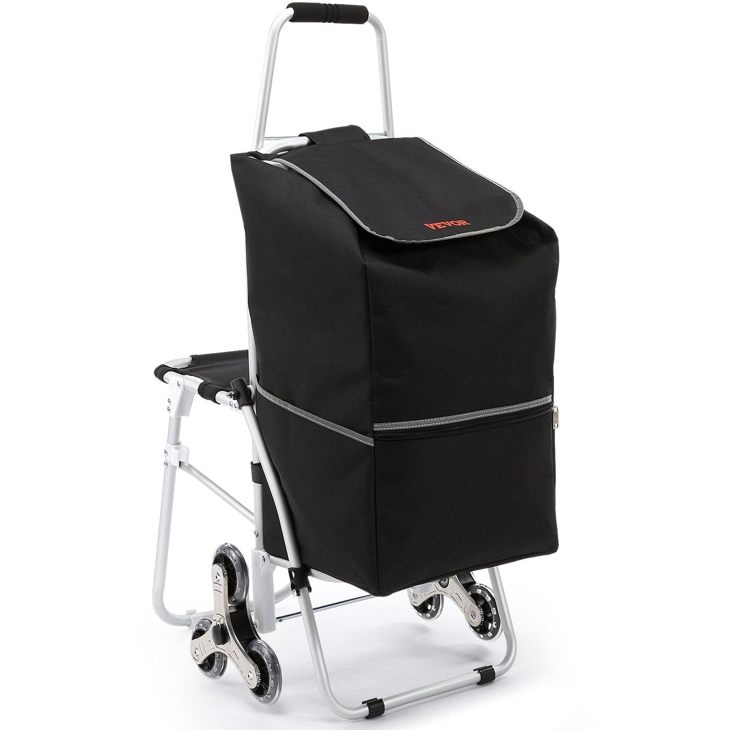 Foldable Stair Climbing Cart with Seat & Waterproof Bag, 35 kg Capacity
