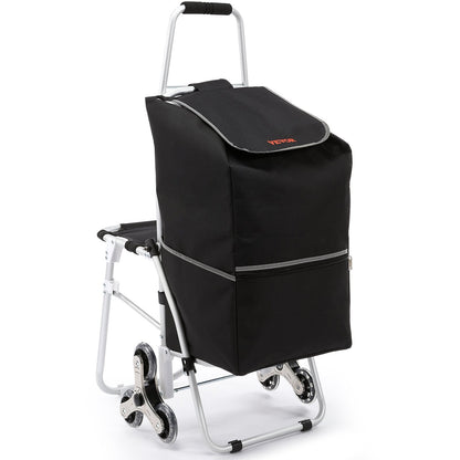 Foldable Stair Climbing Cart with Seat & Waterproof Bag, 35 kg Capacity