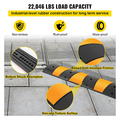 VEVOR 6 Feet Rubber Driveway Heavy Duty Cable Protector Ramp 72.8 x 12 x 2.4 Inch