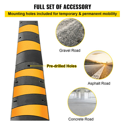 VEVOR 6 Feet Rubber Driveway Heavy Duty Cable Protector Ramp 72.8 x 12 x 2.4 Inch