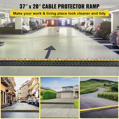 Heavy-Duty 3-Channel Cable Protector, 19,958 kg Capacity, 94.5 x 50 x 8 cm
