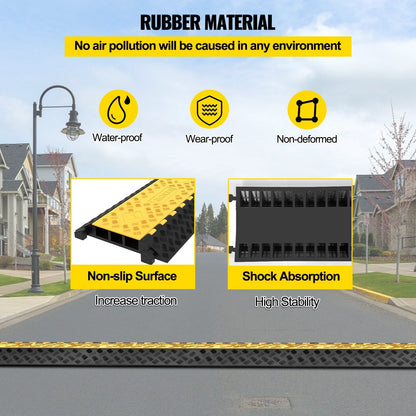 Heavy-Duty 3-Channel Cable Protector, 19,958 kg Capacity, 94.5 x 50 x 8 cm