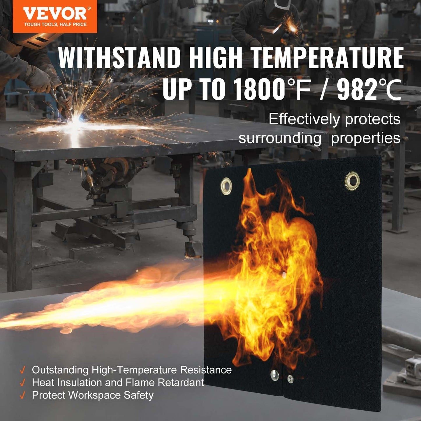 Carbon Fiber Welding Blanket, 0.3m x 0.3m, Heat Resistant to 982°C, Flame Protector
