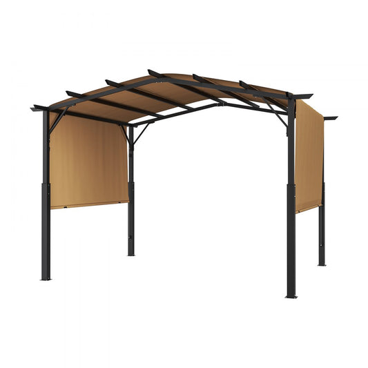 VEVOR 10x12 ft Outdoor Retractable Pergola with Canopy Arched Top Metal Pergola
