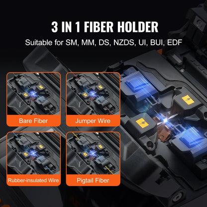 Fiber Optic Fusion Splicer Kit, 4 Motors, Clad Alignment, 4" LCD Screen