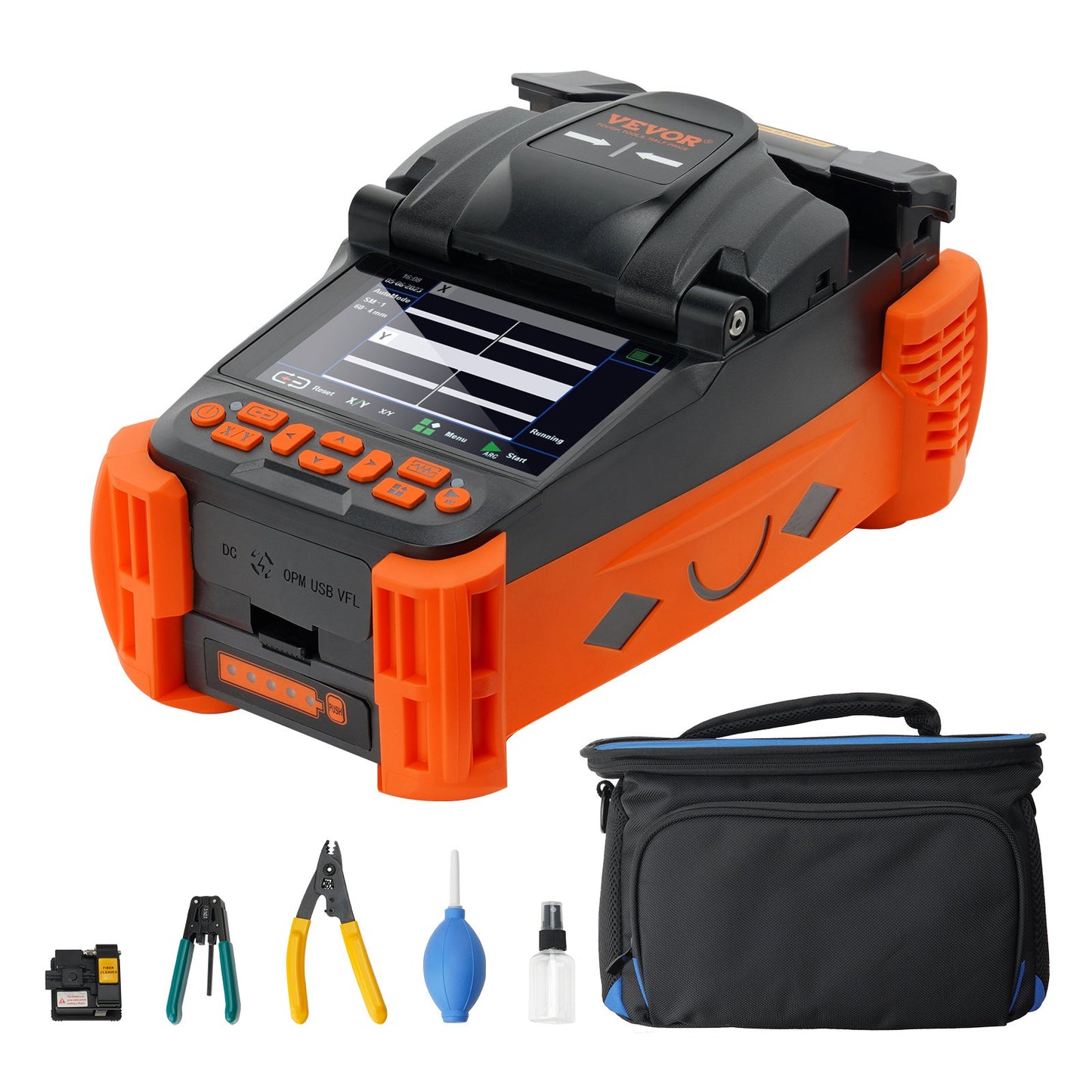 VEVOR Fiber Fusion Splicer 4 Motors, Clad Alignment Fiber Optic Fusion Splicer Kit