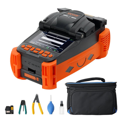 Fiber Optic Fusion Splicer Kit, 4 Motors, Clad Alignment, 4" LCD Screen