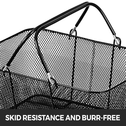 Set of 12 Black Metal Shopping Baskets with Handles for Retail & Grocery Use