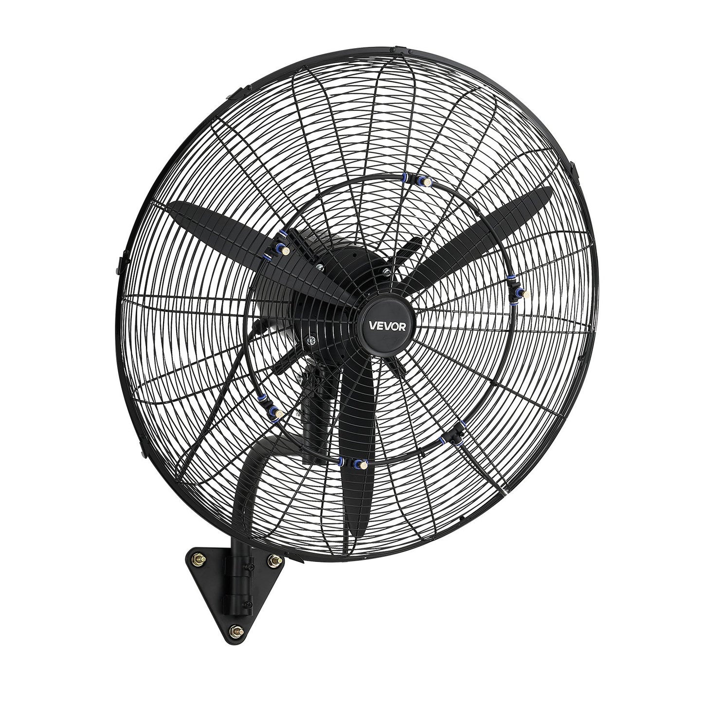 Wall Mount Fan, 610 mm Wall Mounted Hanging Fan with Oscillating & Mist, IP44-rated, 3-Speed, Powerful Air Reach, Mechanical Control, Long Airflow for Industry, Commercial, Garage, Workshop