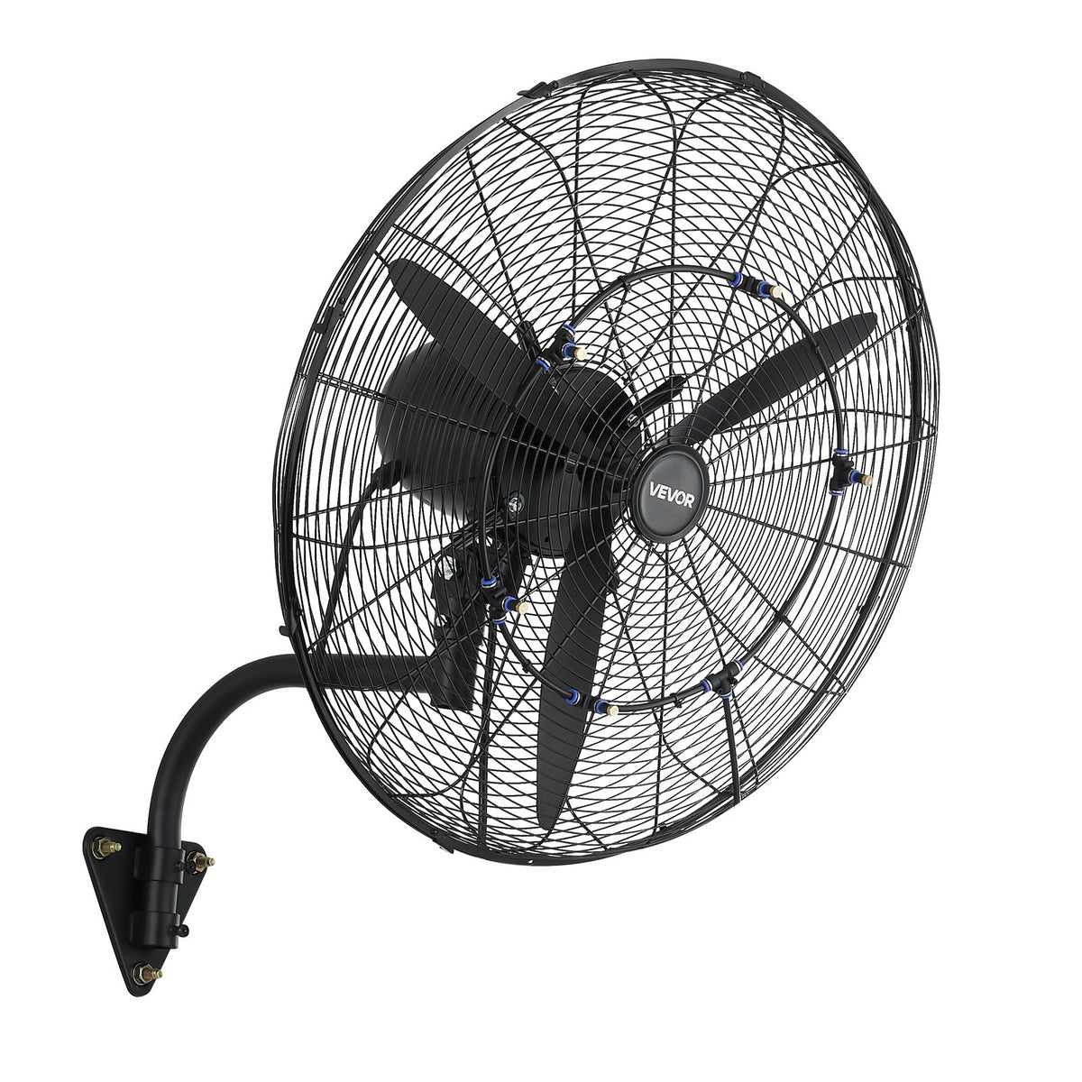Wall Mount Fan, 610 mm Wall Mounted Hanging Fan with Oscillating & Mist, IP44-rated, 3-Speed, Powerful Air Reach, Mechanical Control, Long Airflow for Industry, Commercial, Garage, Workshop