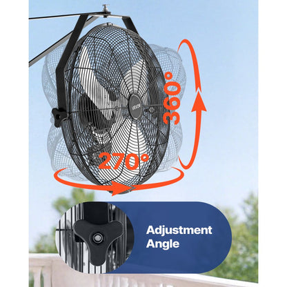 565mm Industrial Wall Mount Fan 3 Speed 4000 CFM Garage Warehouse Fan