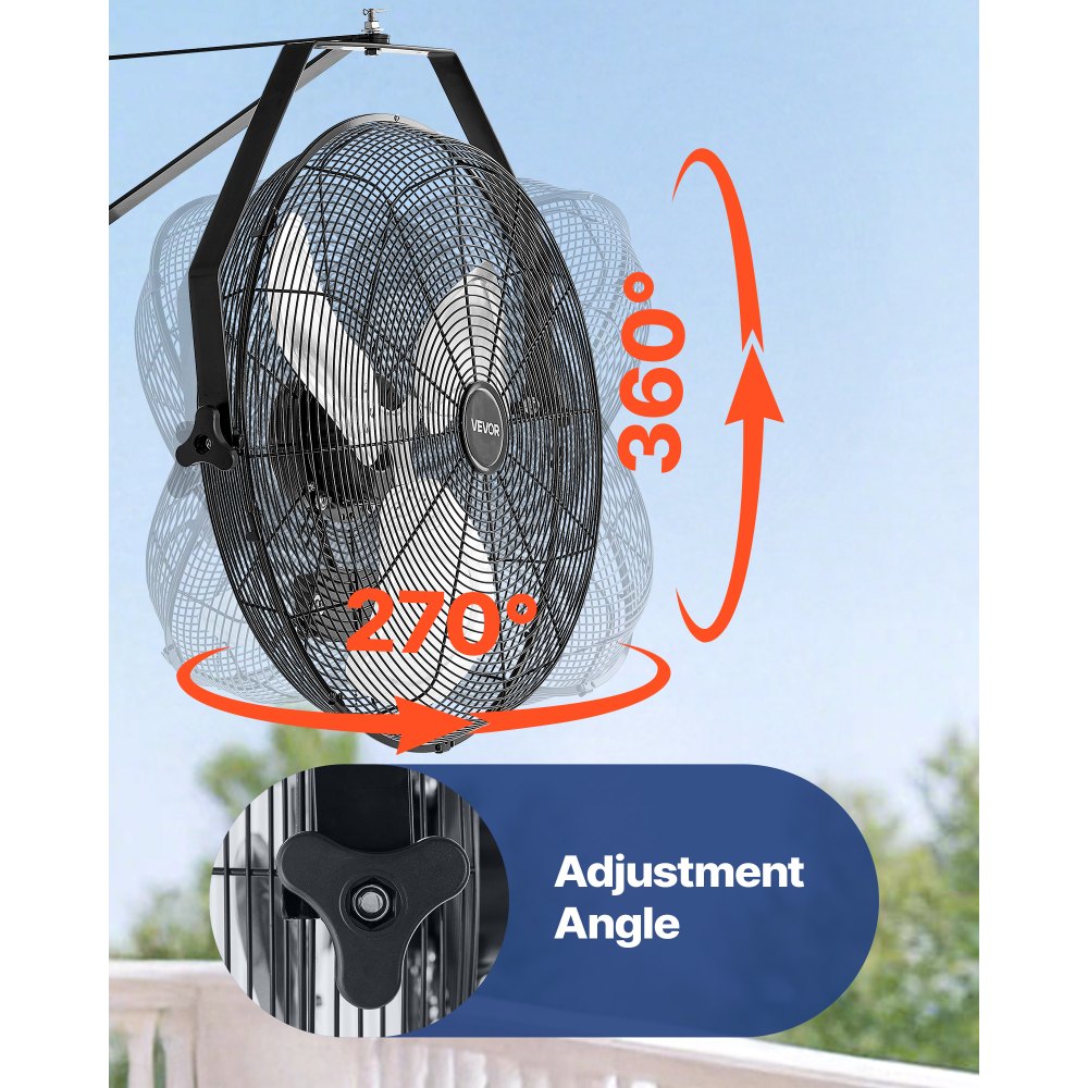 615mm Industrial Wall Mount Fan 3 Speed 4650 CFM for Garage Greenhouse