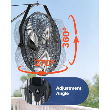 615mm Industrial Wall Mount Fan 3 Speed 4650 CFM for Garage Greenhouse