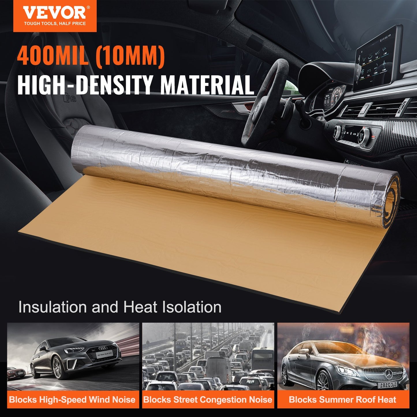 VEVOR Car Sound Deadening Mat, 400 mil 1.5sq.m Automotive Sound Deadener, High Density