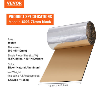 VEVOR Car Sound Deadening Mat, 200 mil 3.3sq.m Automotive Sound Deadener, High Density