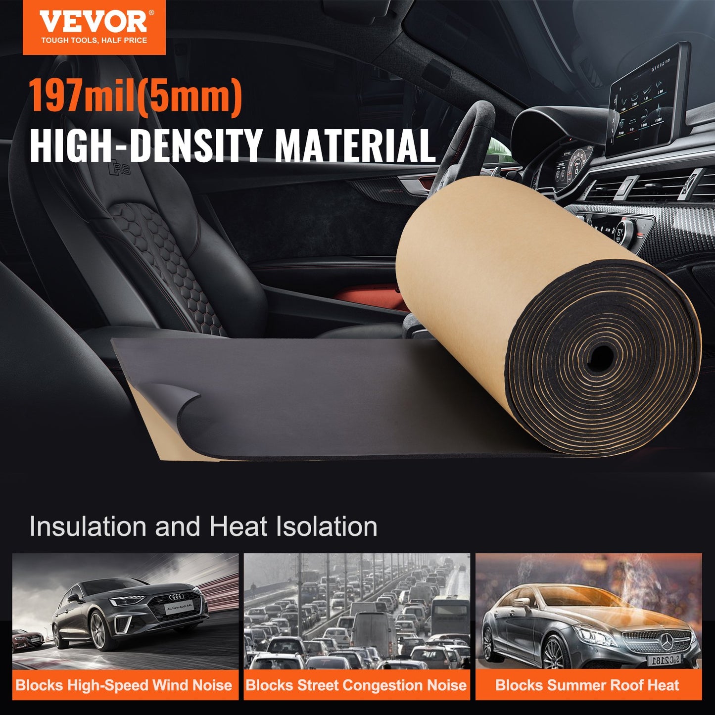 VEVOR Car Sound Deadening Mat, 210 mil 3.3sq.m Automotive Sound Deadener, High Density