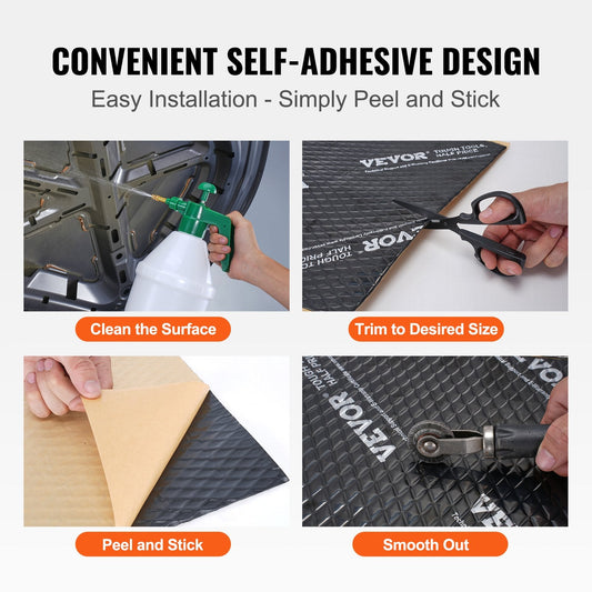Automotive Noise Insulation Mat, 2mm Thick, 0.9 sq.m, Butyl Vibration Dampener