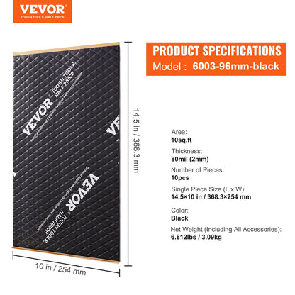 VEVOR Car Sound Deadening Mat, 80 mil 0.9sq.m Car Sound Dampening Material, Butyl