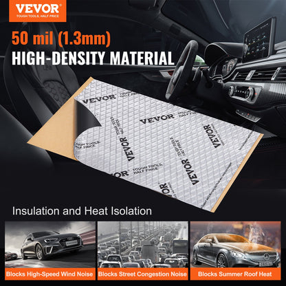 VEVOR Car Sound Deadening Mat, 50 mil 4.8sq.m Car Sound Dampening Material, Butyl