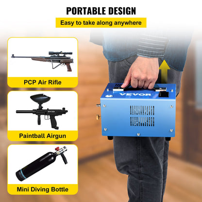 High-Pressure PCP Air Compressor 30MPa Manual-Stop 12V/220V with Adapter