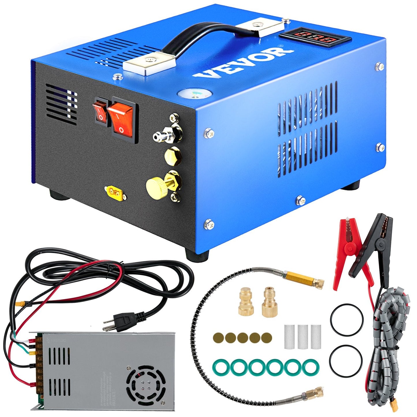 High-Pressure PCP Air Compressor 30MPa Manual-Stop 12V/220V with Adapter