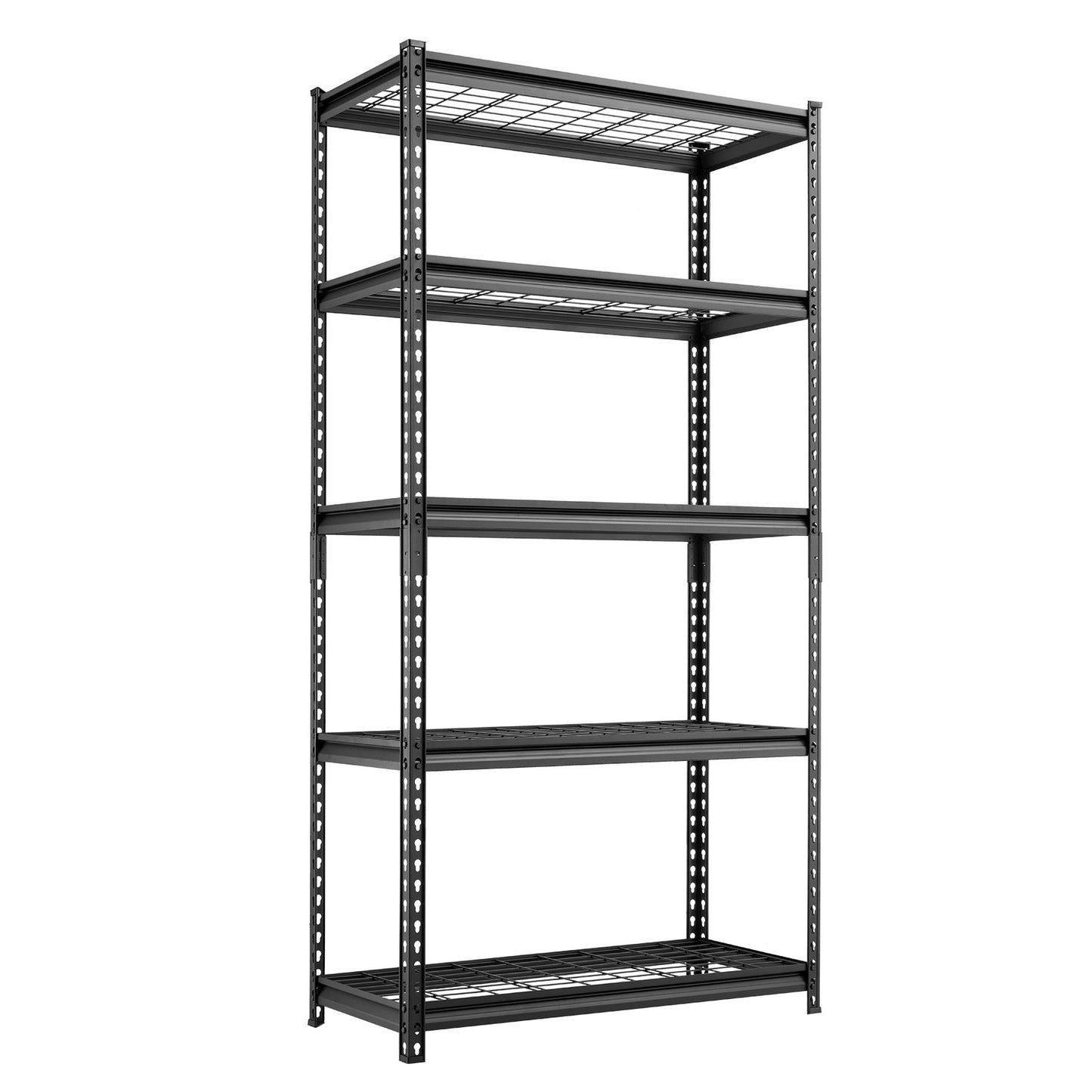 Storage Shelves, 5-Tier 907.2 kg Garage Shelving 92.3 x 41.5 x 181 cm, for Garage, Basement, Warehouse, Kitchen, Heavy-Duty Metal Stable Construction, Adjustable Wire Racks, with Gloves, Black