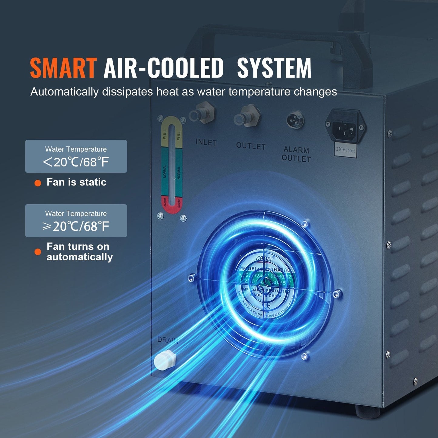 Industrial Water Chiller CW-3000, 80W, 0.01m Ports, 12L Tank, 9kg, for Laser Engraving