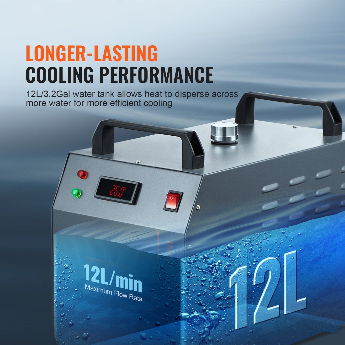 Industrial Water Chiller CW-3000, 80W, 0.01m Ports, 12L Tank, 9kg, for Laser Engraving