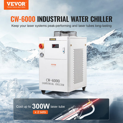 VEVOR Industrial Water Chiller, CW6000, 1500W Industrial Water Cooler Cooling System